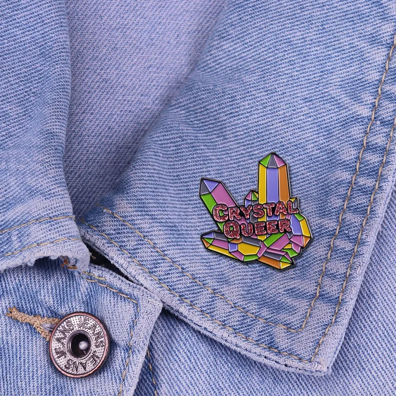 С украшением в виде кристаллов брошь ЛГБТ пастель с блестками Радуга Pin гордость