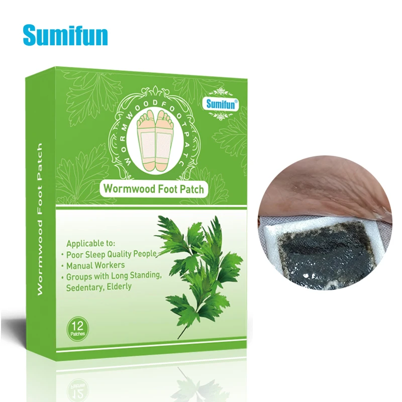

12pcs/box Wormwood Detox Foot Patch Improve Sleep Cleansing Body Toxins Slimming Chinese Herbal Medical Plaster K04501
