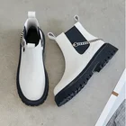 Женские ботинки челси на толстой подошве и цепочке, новинка 2022, Женские Британские ботинки, короткие ботинки, белые ботильоны Botas De Mujer