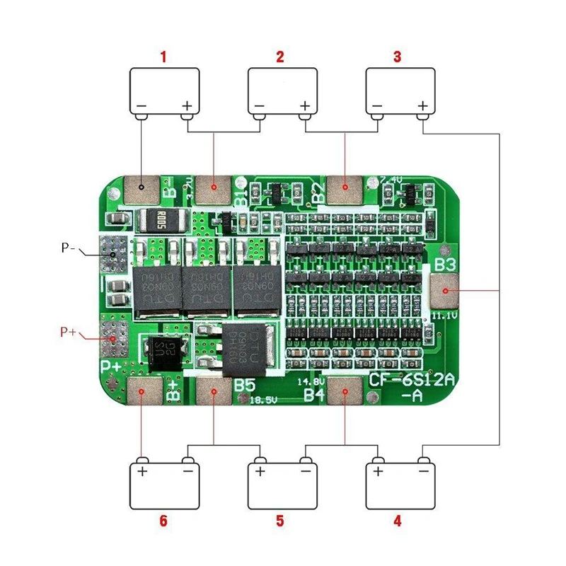 6S 15A 24V PCB BMS зарядное устройство Защитная плата для 6 18650 литий-ионная литиевая