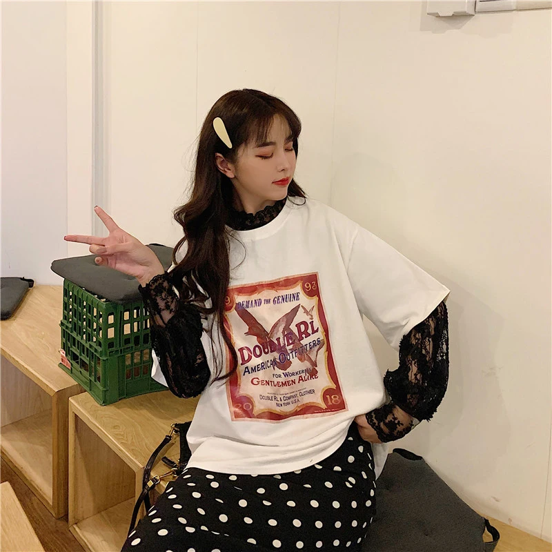 Женская футболка с короткими рукавами в стиле ретро свободные топы круглым