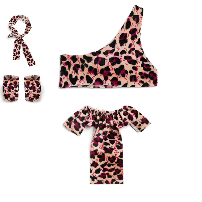 

RSG Reborn Baby Doll Clothes 20-22 Inches Leopard Print Baby Doll Outfit 4 Pcs Clothing Set