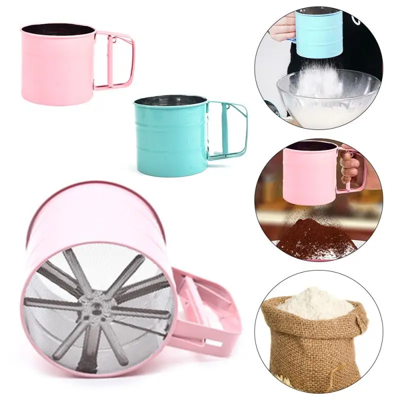 Powerful Handheld Flour Sifter Stainless Steel Icing Sugar Mesh Sieve Cup Baking | Дом и сад