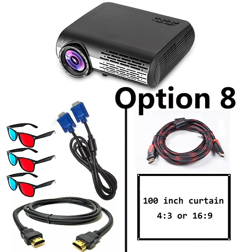 Option 8 Poner Saund M2 светодиодный 4K 2K FULL HD проектор 6500 люмен 3D Поддержка домашнего кинотеатра HDMI USB VGA AV Vs светодиодный 9 100 дюймов занавес опционально - Цвет: Option 8
