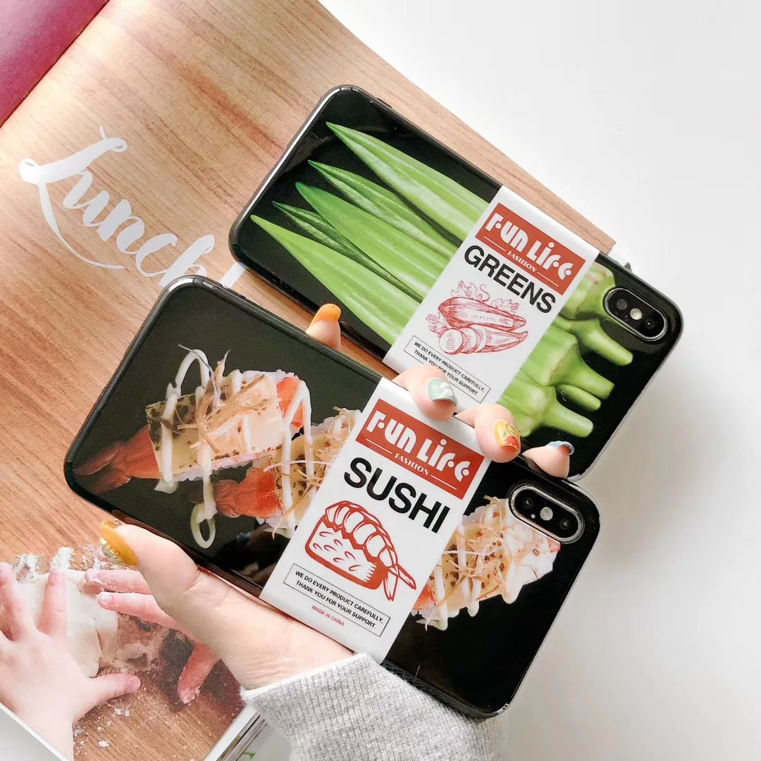 Luxury 3D Food Okra Sushi convenient barbecue Phone Case For Apple iPhone 7 8 6 s Plus 11 pro X Xs Max Xr simulation Cover Capa |