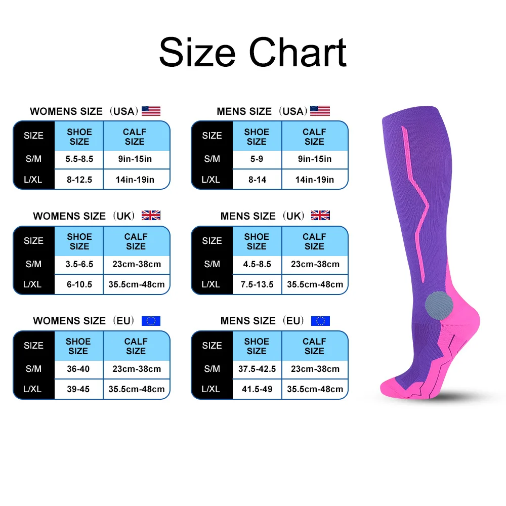 

Compression Socks Sports Running Women Men Marathons Athletic Edema Varicose Veins Travel Over Knee Skeleton Sports Stockings