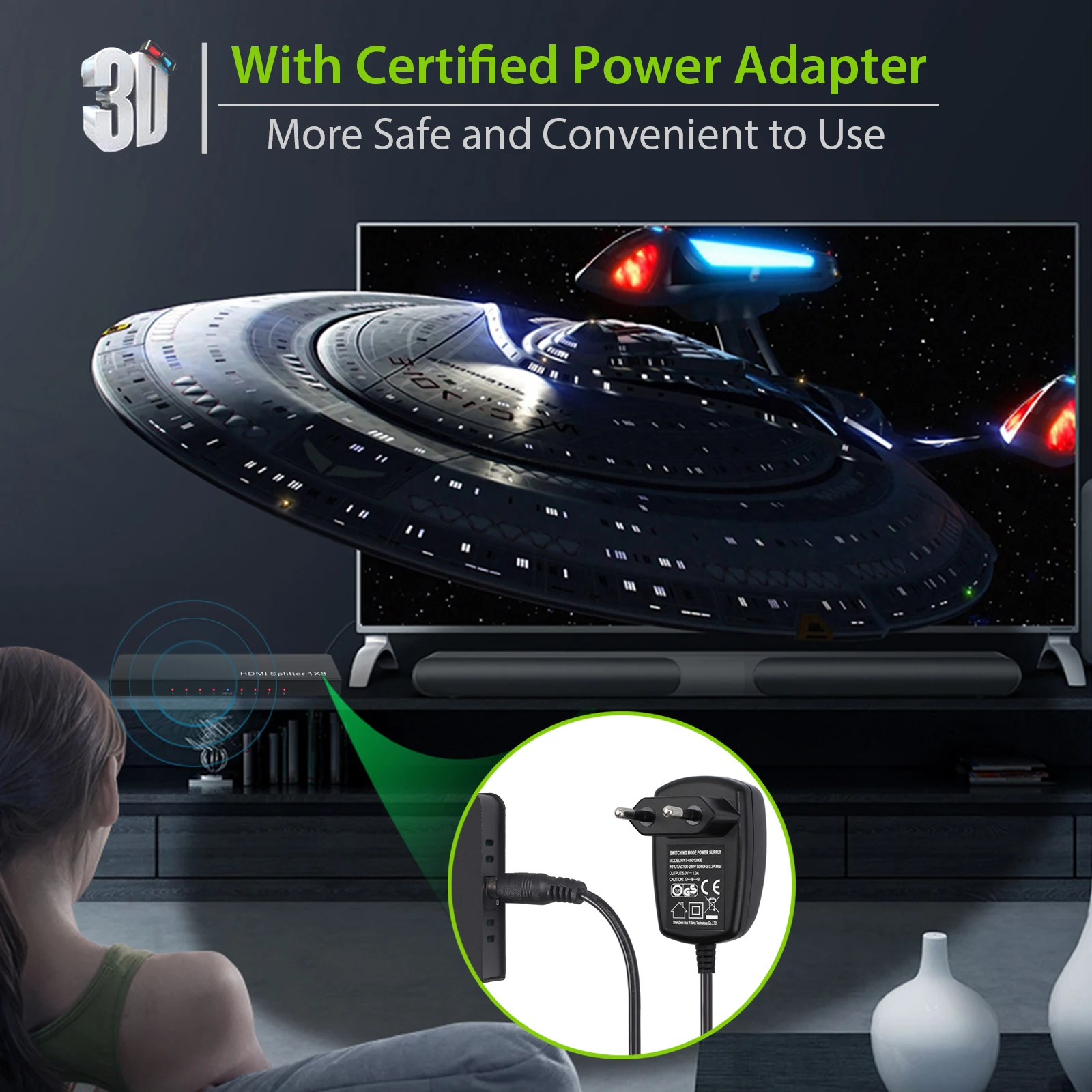 Разделитель LiNKFOR 1x8 HDMI совместимый разветвитель Full HD 4K/2K 30 Гц 1080p 3D 1 в 8 выход для Blu