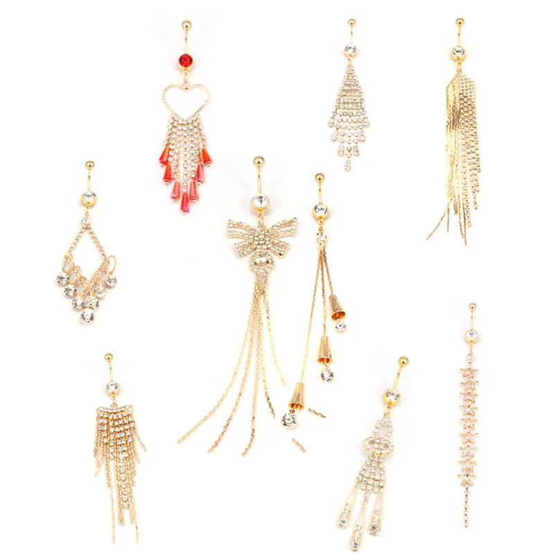 Высокое качество медицинская сталь Кристалл Стразы пупка кольцо болтается