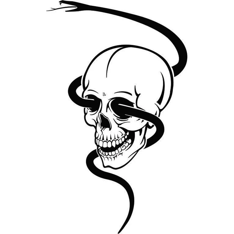 

Skull Head Snake Head Through The Eyes Decals Car Window Decoration Personality Pvc Waterproof Decals Black/white, 19cm*11cm