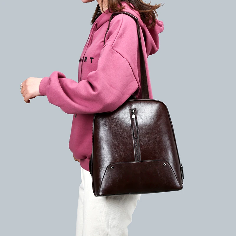 

KIHUNVINI women backpack leather backpacks sac a main female back pack 2020 new design women's vintage bagpack