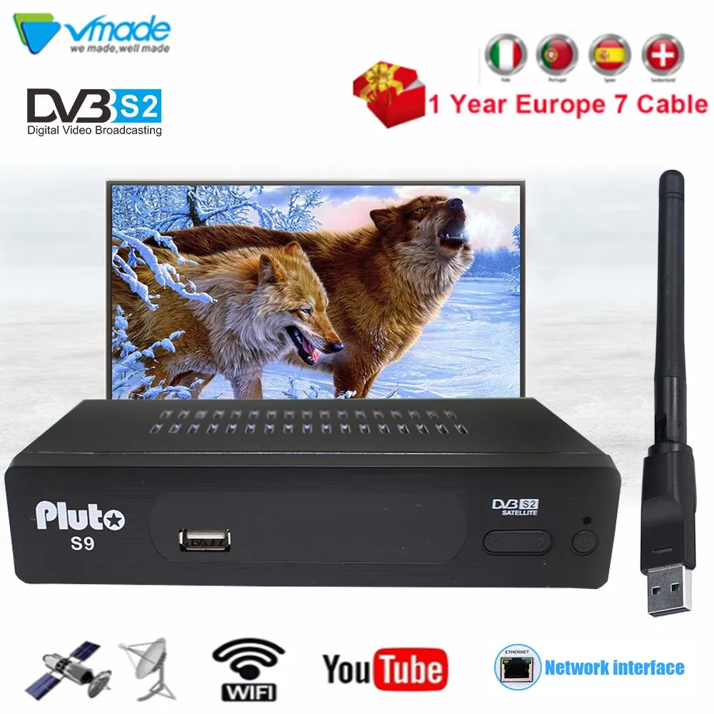 Спутниковый ресивер DVB-S2 1 год Европа C-line сервер Cccam 7 линия Full HD 1080P с USB wifi Испания Португалия Арабский ТВ коробка