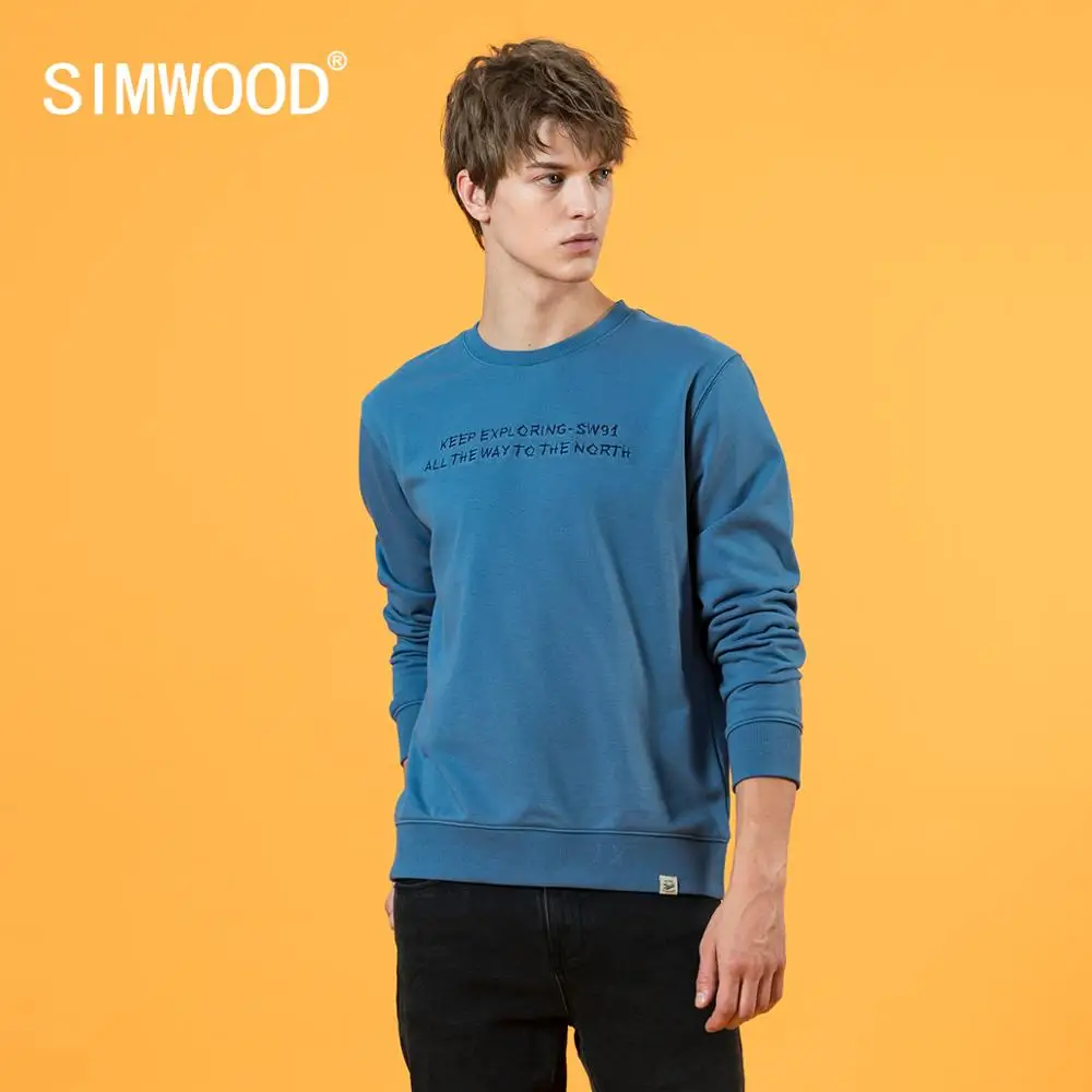 SIMWOOD-Sudadera con capucha para hombre, suéter informal con letras bordadas, tejido grueso de 2022g, talla grande, otoño e invierno, 360