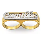 2021 новый сплав Выгравированный изготовленный на заказ кольцо Для женщин из двух Цвет именем буквами в стиле Хип-хоп кольцо DIY кольцо на два пальца подарок