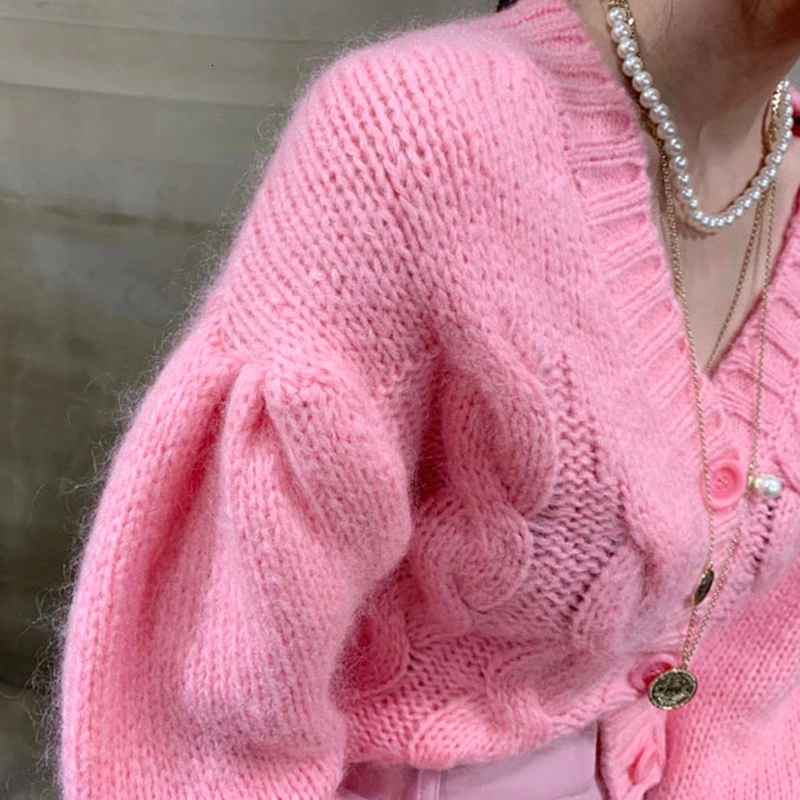 Женская трикотажная кофта с V-образным вырезом и длинным рукавом |