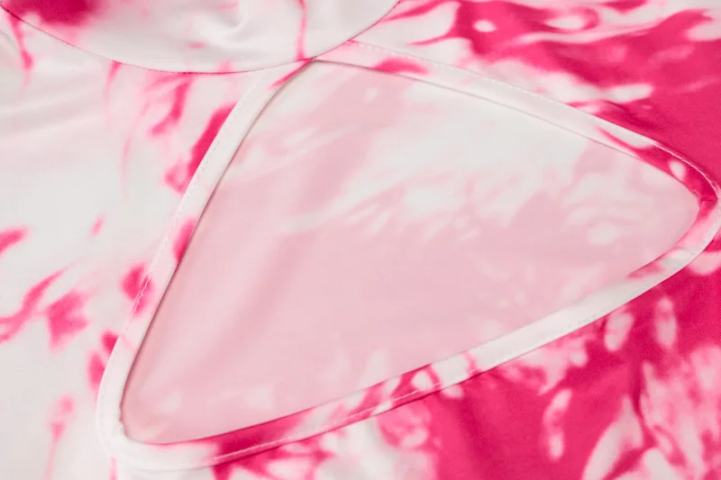 

2021 Women Printed Short Sleeve Hollow Out Sexy Low Cut Mini Dress Autumn Fashion Crew Neck Package Hip Bodycon Slim Vestidos