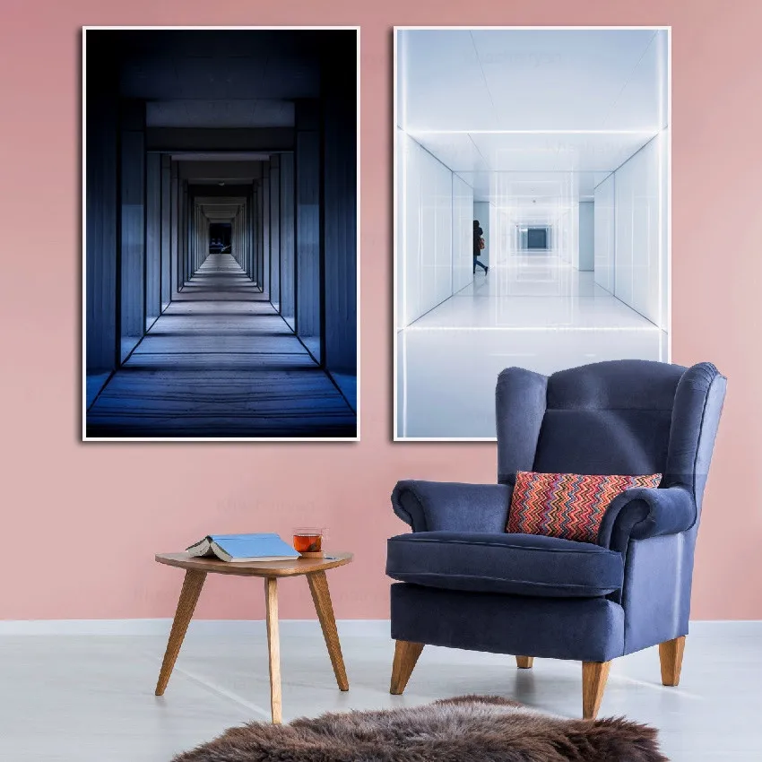 Архитектурная живопись на холсте визуальный постер глубину черно белая