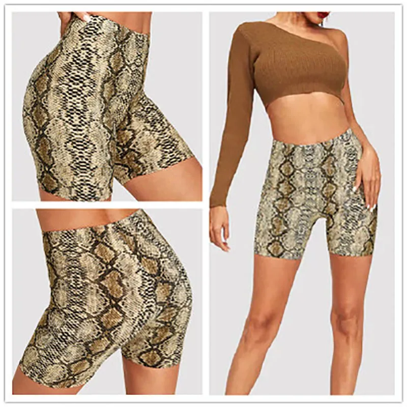 Повседневные женские леггинсы с леопардовым принтом и змеиным узкие высокой