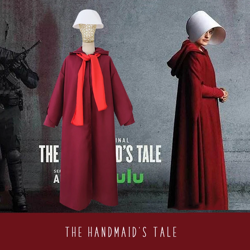 

The Handmaid's Tale Offred Cosplay Costume Red Dress Jacket Halloween Costumes For Women TV Movie Clothing Carnival Performance