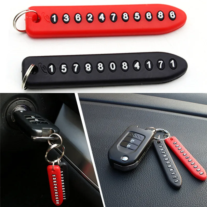 

1PC Anti-lost Phone Number Plate Car Keychain Pendant Auto Vehicle Phone Number Card Keyring Key Chain Car Interior