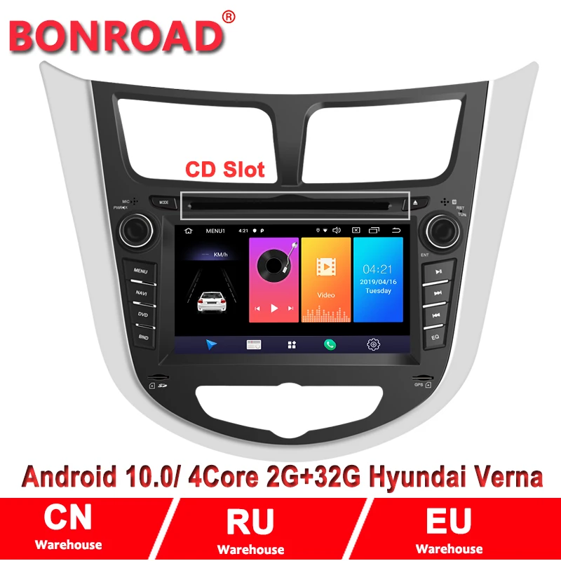 

Автомобильный мультимедийный плеер Bonroad, Android 10, для Hyundai Solaris Accent Verna 2010-2016, GPS-навигация, радио, экран, стерео, аудио