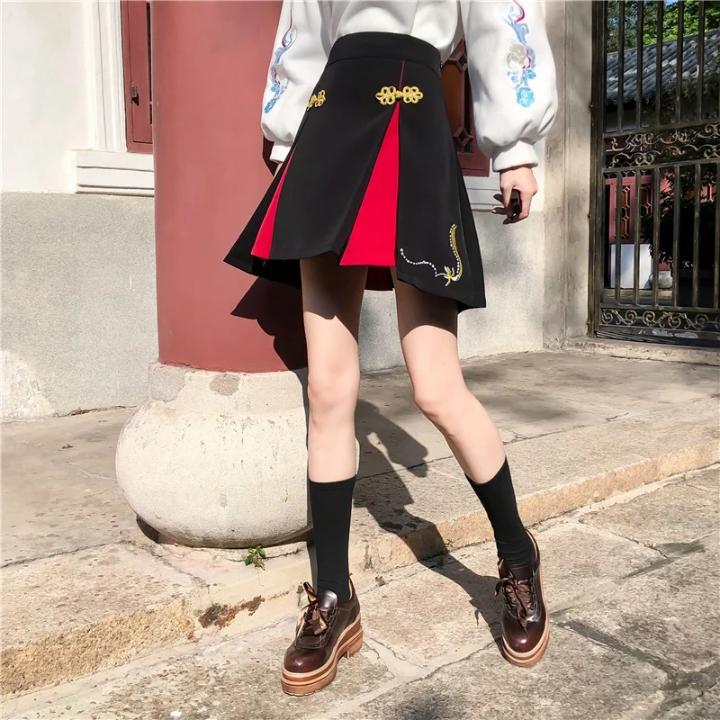 Женские плиссированные юбки с вышивкой и высокой талией Новинка лета 2021 модные