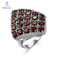 garnet big ring natural gemstone round 4mm with 925 sterling silver fine jewelry for women wife birthday nice gift tbj promotion