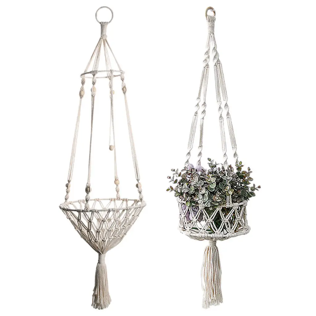 

Macrame Handmade Plant Hanger Baskets Flower Pots Holder Balcony Hanging Decoration Knotted Lifting Rope Home Garden Supplies