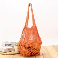 hot shopping bag cotton mesh net string reusable foldable fruit storage handbag totes women shopping mesh net grocery tote bag