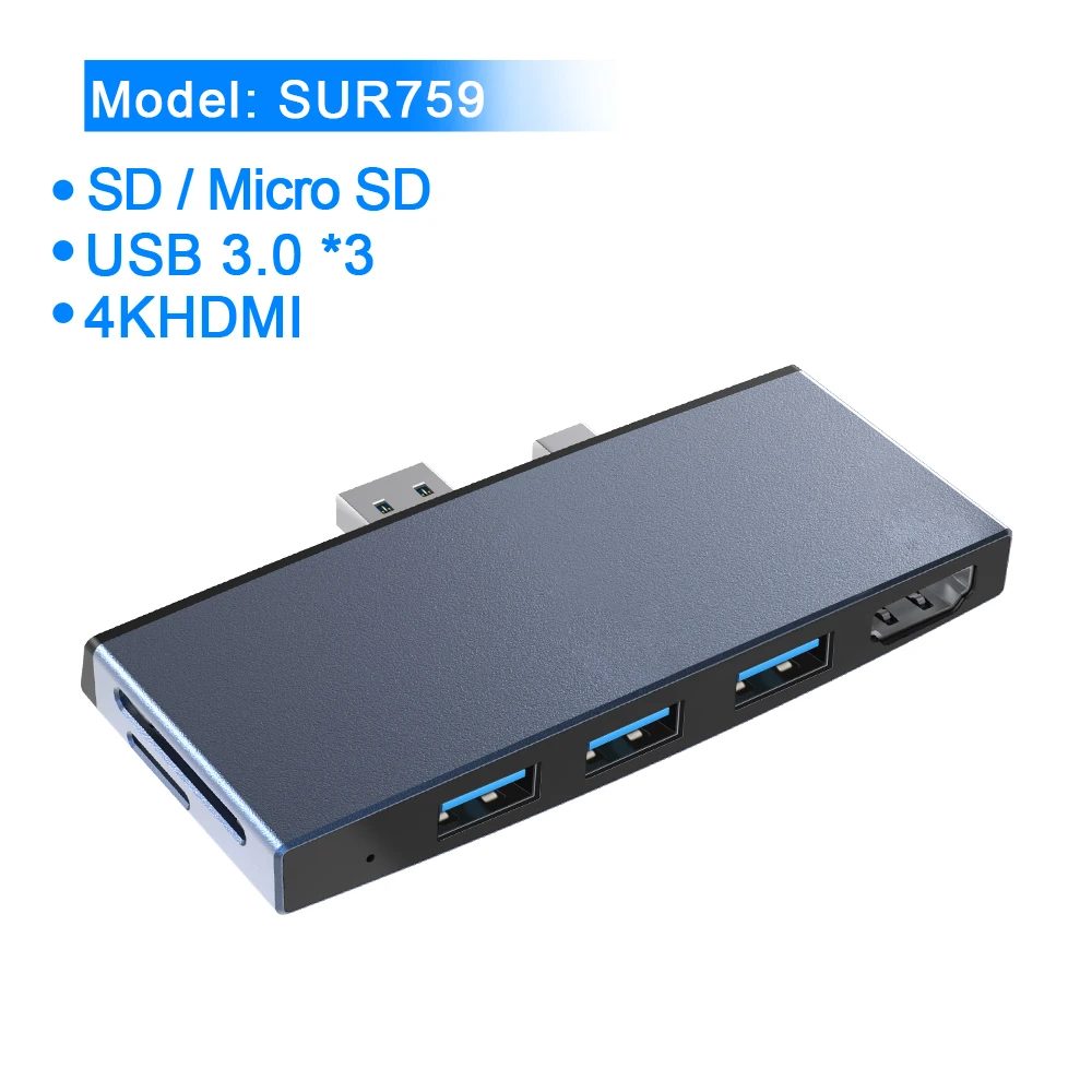 SUR759 Rocketek usb 3,0 кард-ридер концентратор 4K HDMI 100 Мбит/с Ethernet адаптер для SD/TF micro SD microsoft Surface Pro 4/5/6 - Цвет: SUR759