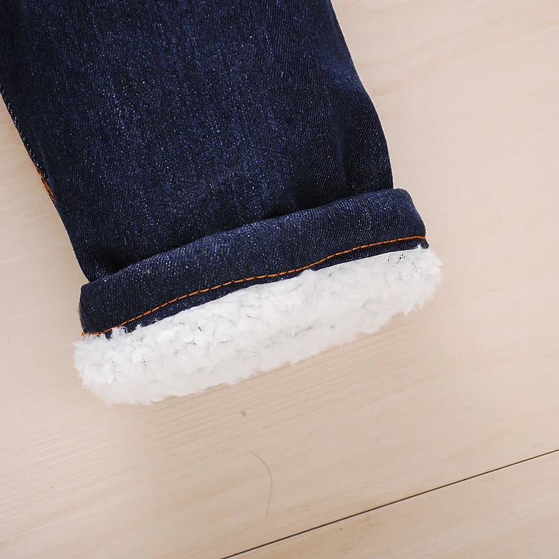 Джинсы для мальчиков BibiCola зимние теплые длинные штаны из плотного хлопка