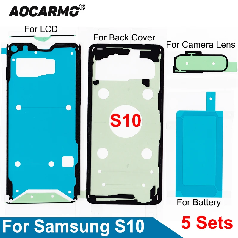 Aocarmo-pantalla LCD para Samsung Galaxy S10 SM-G9730, cubierta trasera de batería, pegatina adhesiva impermeable, pegamento, 5 unids/lote