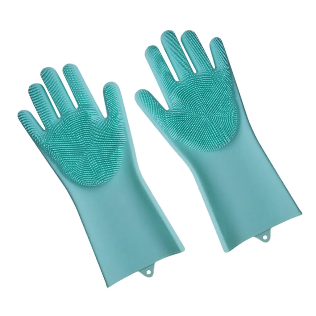 

2Pcs Hot Heat Resistant Reusable Silicone Cleaning Brush Scrubber Gloves