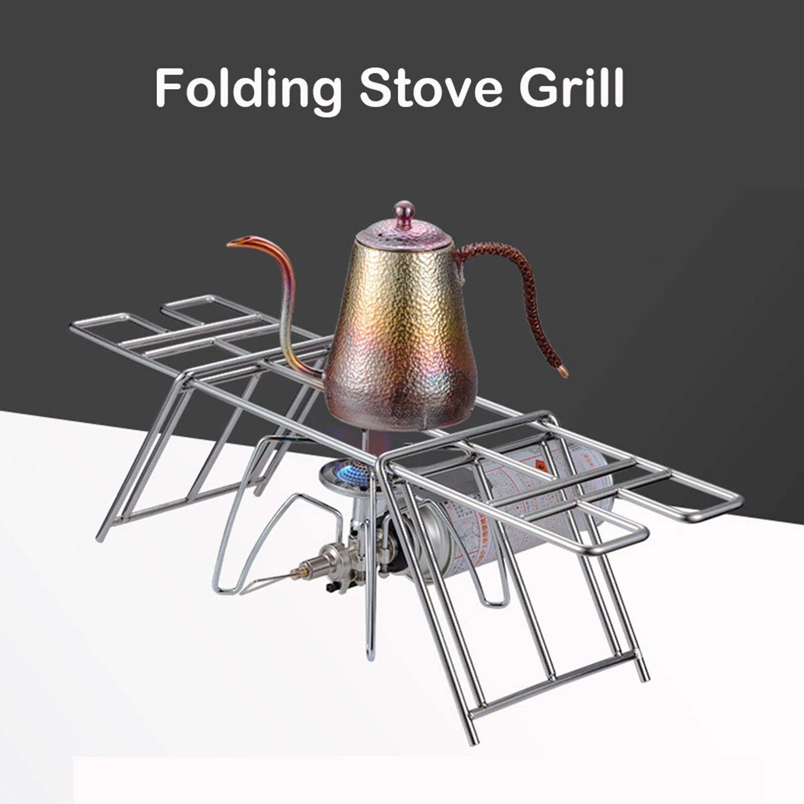 

Portable Stove Top Grill Rack Folding Stove Grill Holder Heating Bracket Support Camping Equipment