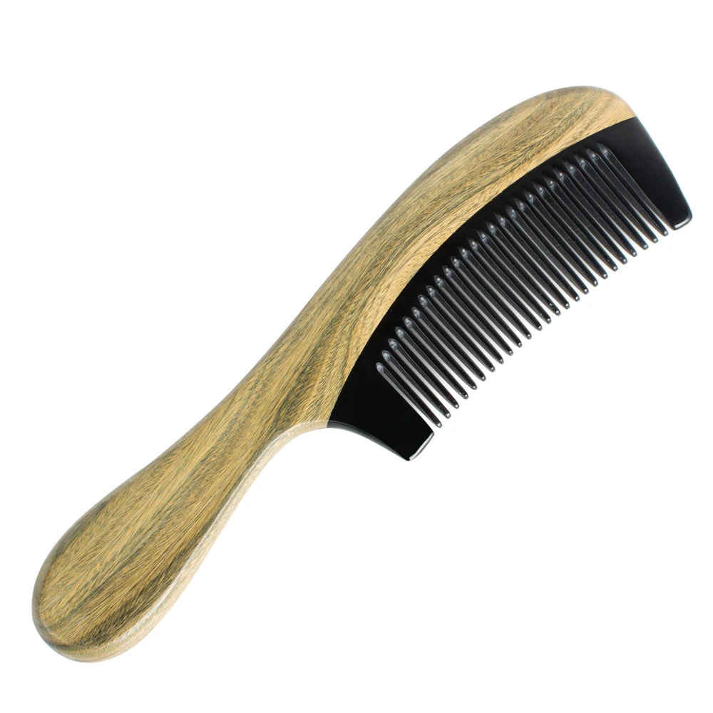 Ox рога зеленый сандалового дерева деревянный гребень волос стиль инструмент