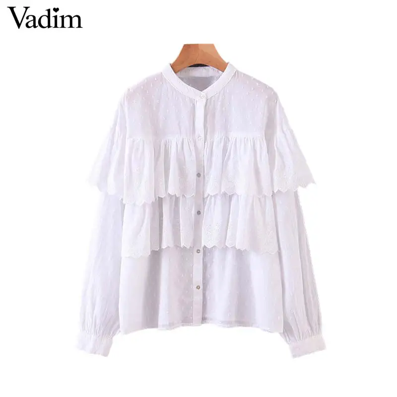 Женское элегантное платье vadim белые блузки с оборками длинным рукавом прозрачные