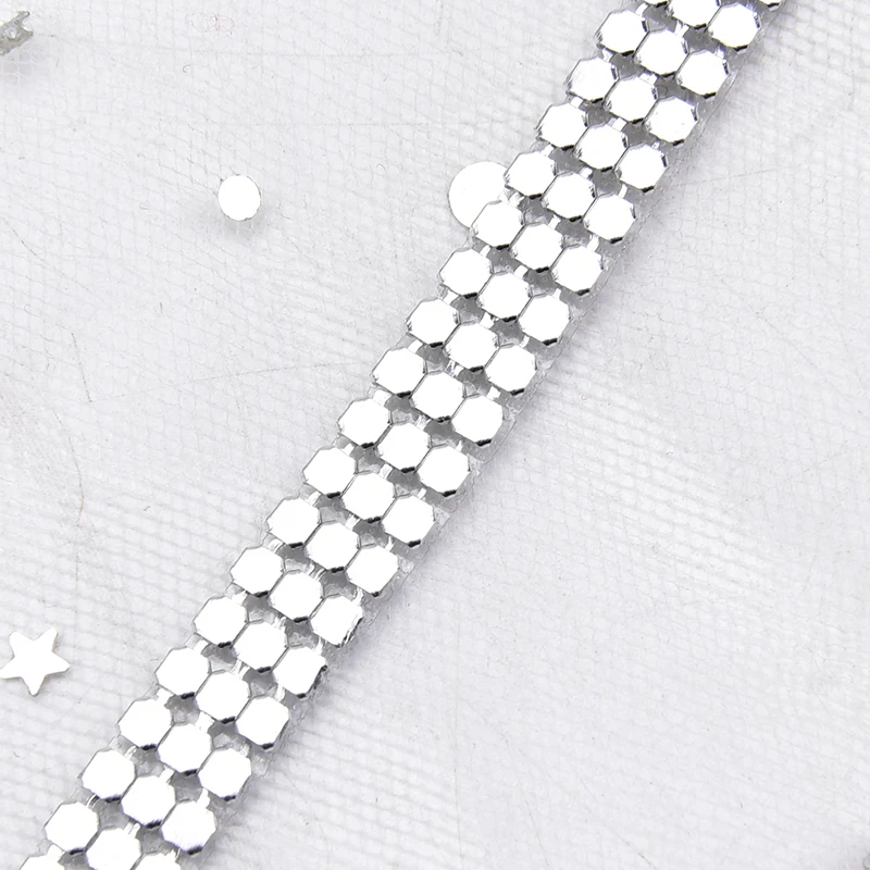 2 м/лот Золотая сетка металлическая отделка 1 см Ширина 3 ряда Стразы Кристалл