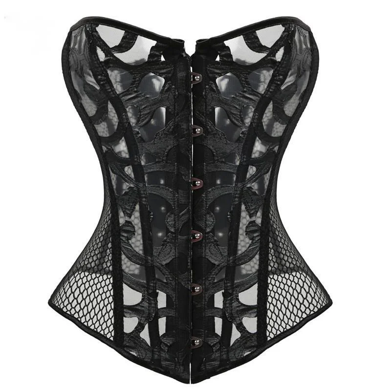 

Corset Corselet Sexy Lace Lingerie Women Hollow Out Corsages Overbust Black Tops Bustier Plus Size Belly Slimming Sheath S-6XL