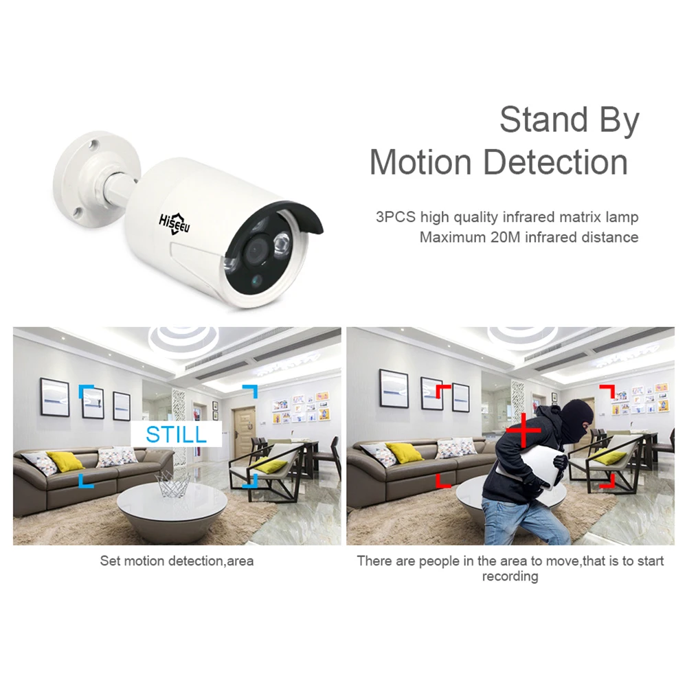 

Hiseeu IP Camera Waterproof IP66 Audio Record 3.0MP POE Outdoor Security Video Surveillance CCTV Camera for Home Office Camera