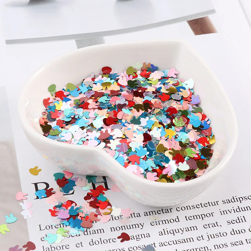 Ультратонкие 4 мм блестки в форме кролика пайетки для рукоделия ПЭТ ногтей