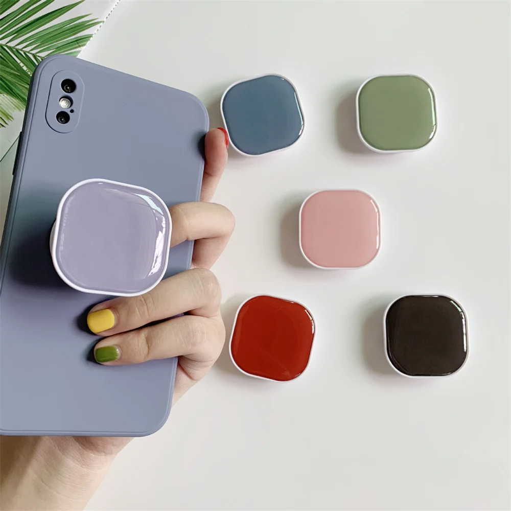 solid color universal phone holder stand cute fold finger shrink grip tok bracket accessories pocket socket for iphone xiaomi free global shipping