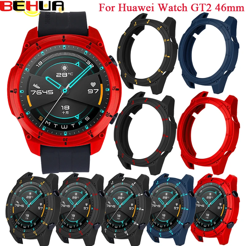 

BEHUA New Protective Cover Case For Huawei Watch GT2 46mm Smart Watch Protector Shell Edge TPU Protection Sleeve For Huawei GT 2