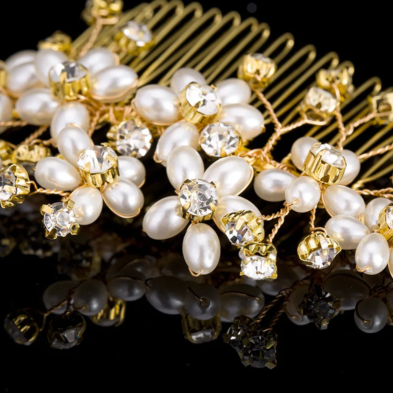 Новое поступление 2019 года: жемчужные гребни Coroa для невесты аксессуары свадьбы