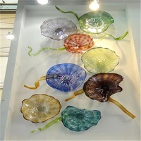 home decorative hanging blown glass wall plates luxury art hotel lobby gallery multi colored wall lights