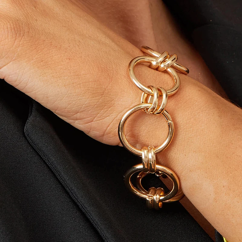 Винтажные браслеты ZA золотого цвета звеньевая цепь геометрический круглый