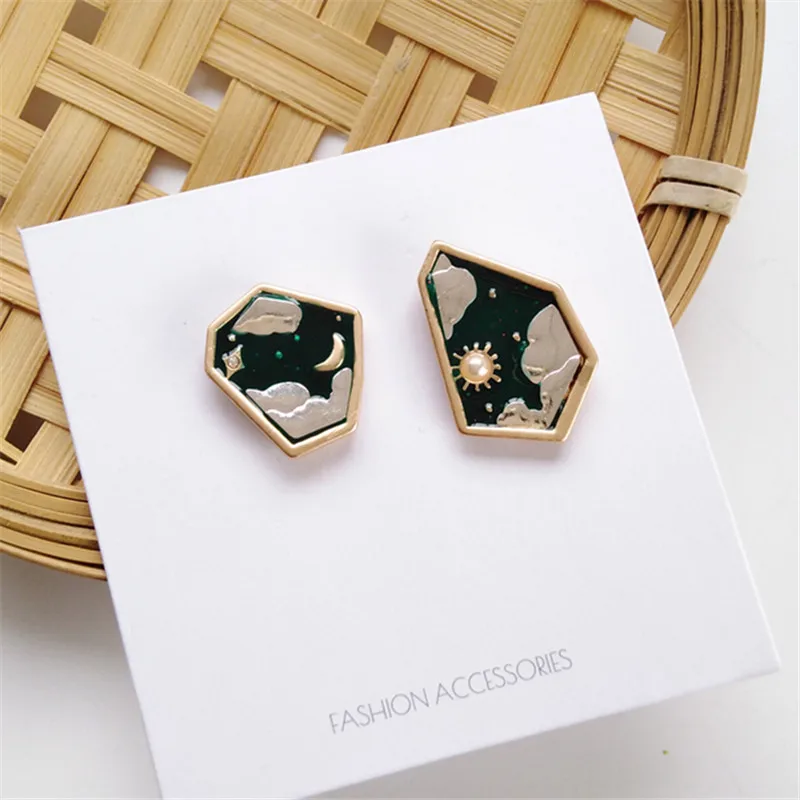 Геометрические серьги Неправильной Геометрии Южная Корея Круглые металлические