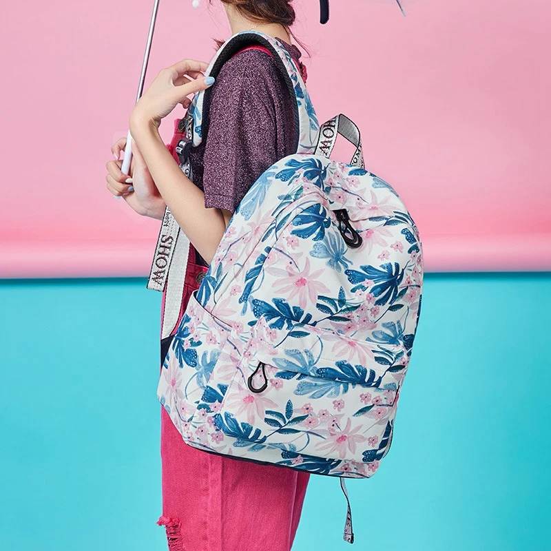 Women Backpacks Floral Print Canvas Backpack School Bag for Girls Rucksack Female Travel | Багаж и сумки