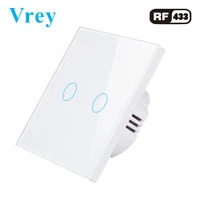 vrey wireless remote touch wall switch touch switch eu standard 1way2gang switchwaterproof crystal tempered glass panels