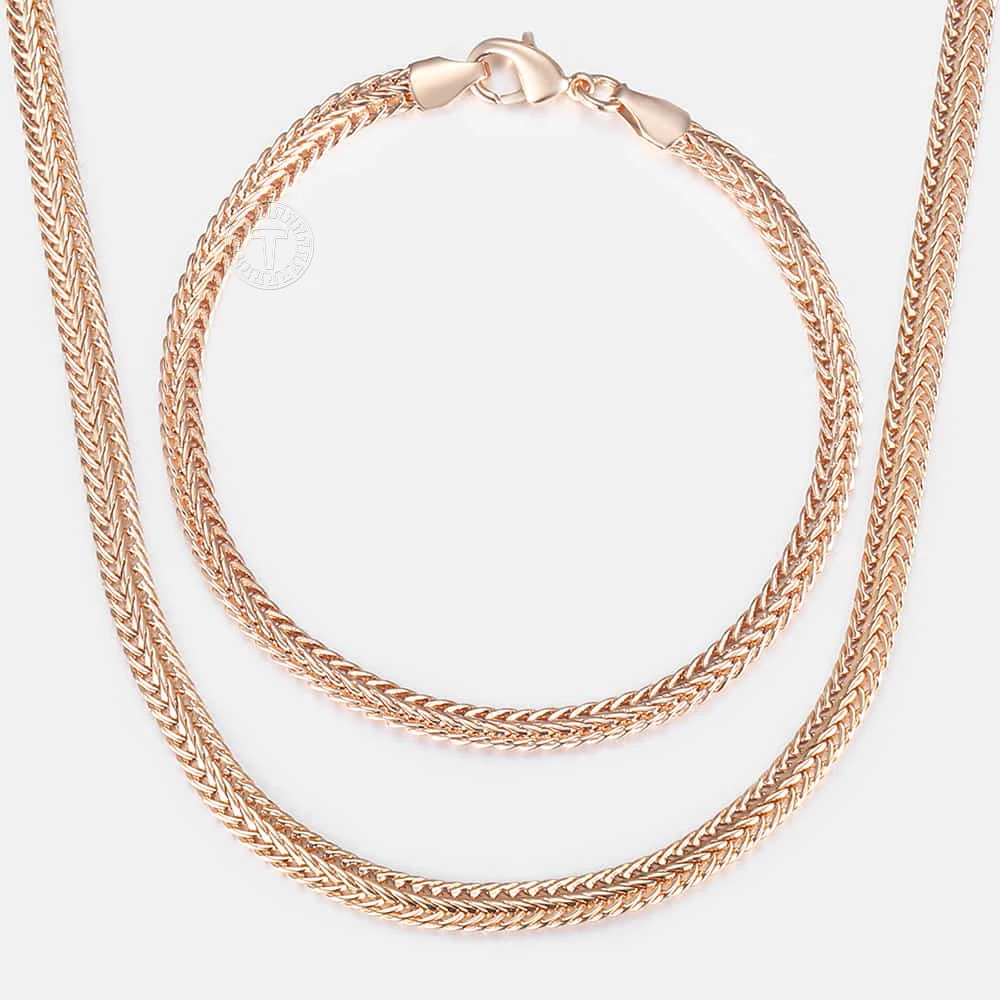 Набор украшений для женщин браслет из розового золота 585 пробы цепочка с цепочкой