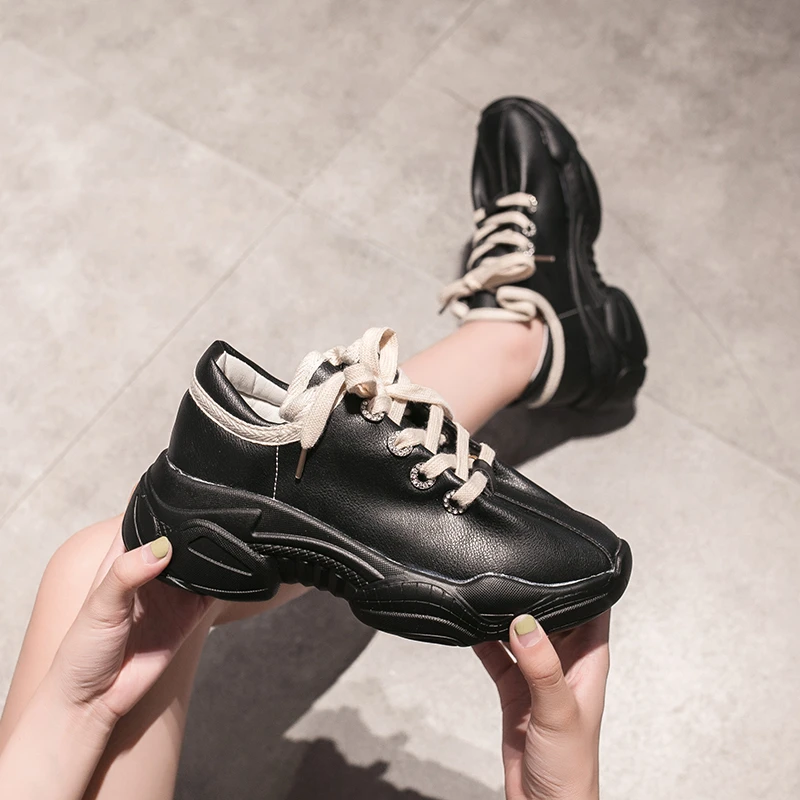 Новинка модные кроссовки на платформе женская обувь толстой подошве цвет белый