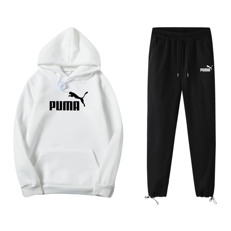

2021 PUMAS Men Sets Print Hooded Sweatshirt+Pants 2 Pieces Sets Tracksuit Men Clothes Casual Sportwear Fitness Sport Suit S-3XL